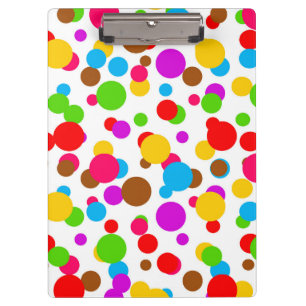 Colourful White Background Polka Dots Clipboard