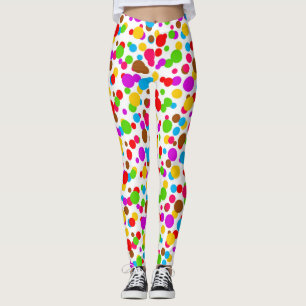 Colourful White Background Polka Dots Leggings