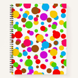 Colourful White Background Polka Dots Notebook