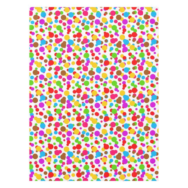 Colourful White Background Polka Dots Tablecloth (Front)
