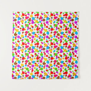 Colourful White Background Polka Dots Tapestry