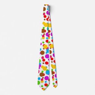Colourful White Background Polka Dots Tie