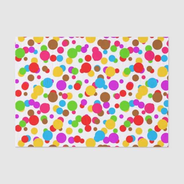Colourful White Background Polka Dots Tissue Paper (Front)