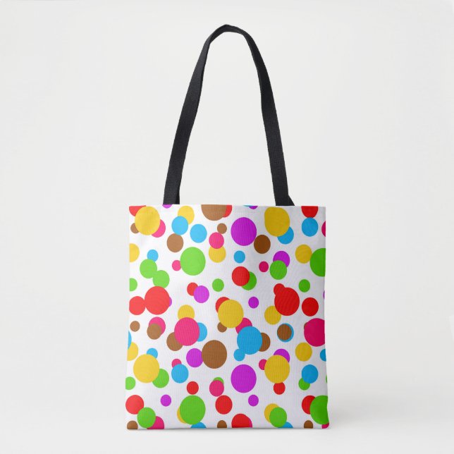 Colourful White Background Polka Dots Tote Bag (Front)