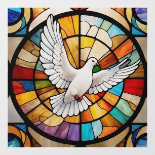 Colourful White Dove Stained Glass Bird Window Cling
