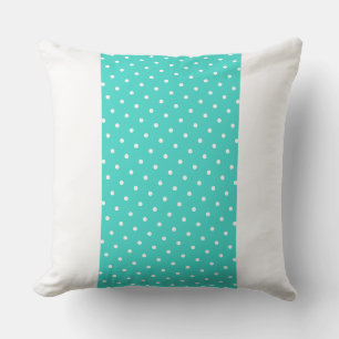 Colourful Wide Aqua Teal Stripe Dots On Crisp Whit Cushion