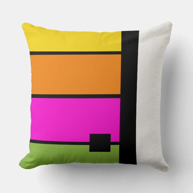 Colourful Wide Rainbow Stripes Cushion (Front)