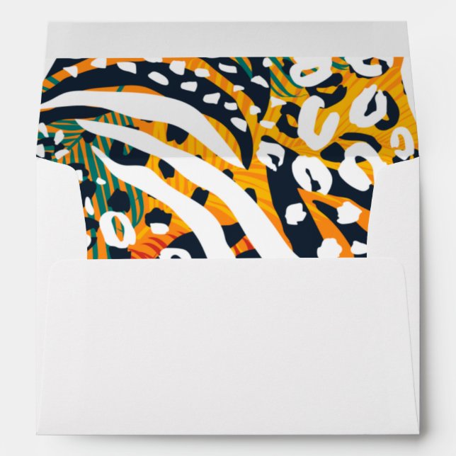 Colourful Wild Animal Print Pattern Lined Envelope (Back (Bottom))