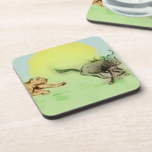Colourful Wild Animals Chase, 6 Plastic Coaster Se