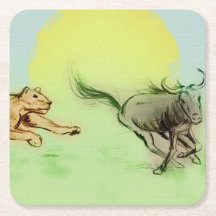 Colourful Wild Animals Chase, Custom Shaped Coaste