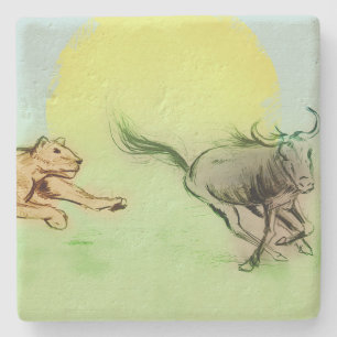 Colourful Wild Animals Chase, Stone Coaster