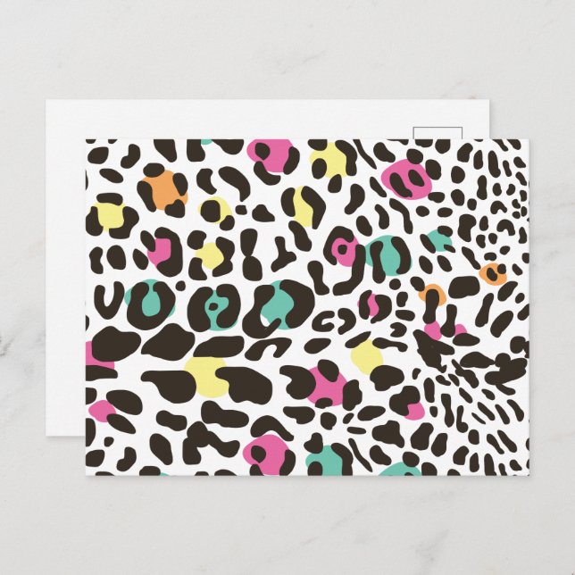 Colourful Wild Animals & Tropical Leaves Holiday Postcard (Front/Back)