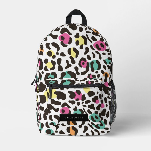 Colourful Wild Animals & Tropical Leaves Printed Backpack (Front)
