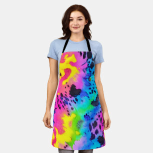 Colourful Wild Cheetah Tye Dye Pattern Apron