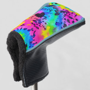 Colourful Wild Cheetah Tye Dye Pattern  Golf Head Cover