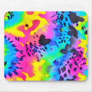 Colourful Wild Cheetah Tye Dye Pattern Mouse Mat