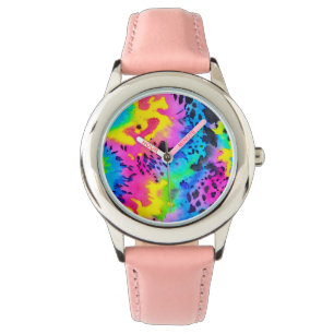Colourful Wild Cheetah Tye Dye Pattern Watch