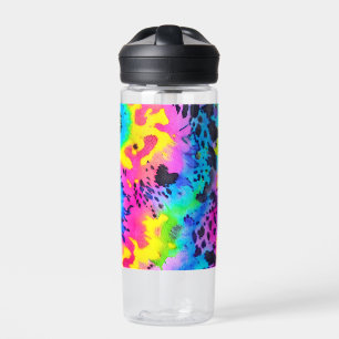 Colourful Wild Cheetah Tye Dye Pattern Water Bottle