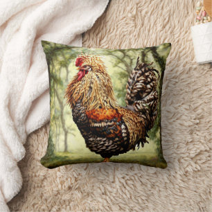 Colourful Wild Feathers Rooster Cushion