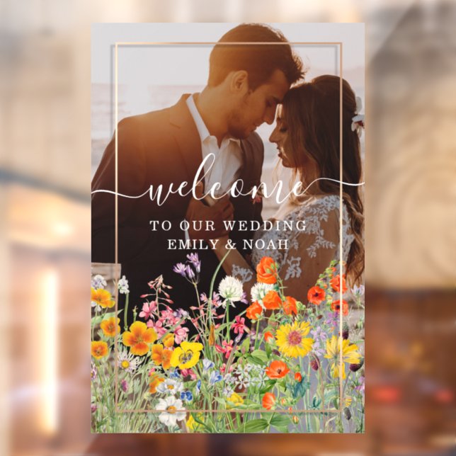 Colourful Wild Flower Country Wedding Welcome Phot Window Cling (Sheet 2)