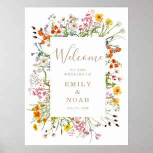 Colourful Wild Flower Country Wedding Welcome Poster