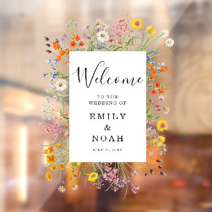 Colourful Wild Flower Country Wedding Welcome Window Cling