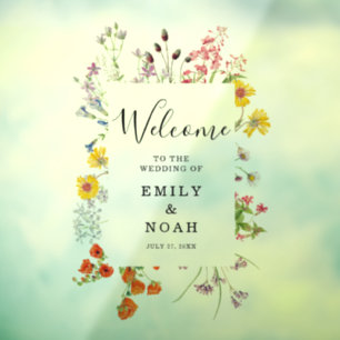Colourful Wild Flower Country Wedding Welcome Window Cling