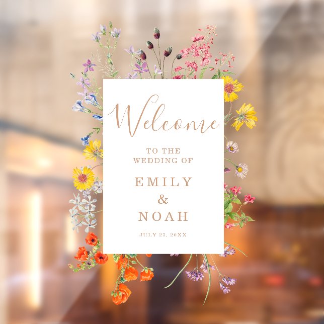 Colourful Wild Flower Country Wedding Welcome Window Cling (Sheet 2)