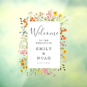 Colourful Wild Flower Country Wedding Welcome Window Cling