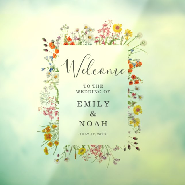 Colourful Wild Flower Country Wedding Welcome Window Cling (Sheet 3)