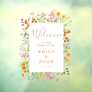 Colourful Wild Flower Country Wedding Welcome Window Cling