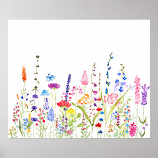 colourful wild flower field poster