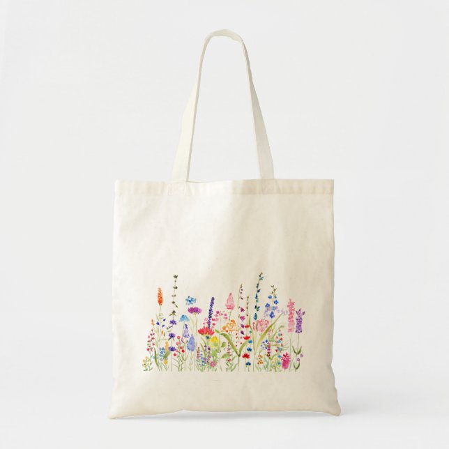 colourful wild flower field tote bag (Front)