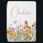 Colourful Wild Flowers Country Botanical Name iPad Air Cover<br><div class="desc">Colourful Wild Flowers Country Botanical Personalised Name Tablet iPad Case Cover features pretty country flowers in orange, yellow, purple and pink on a white background with your custom name in modern calligraphy script typography. Perfect gift for Christmas, birthday, Mother's Day, teacher appreciation and more. Designed for you by Evco Studio...</div>