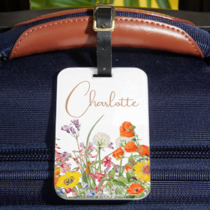 Colourful Wild Flowers Country Botanical Name Luggage Tag