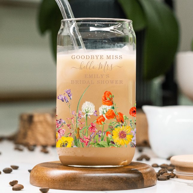 Colourful Wild Flowers Country Floral Goodbye Miss Can Glass (Creator Uploaded)