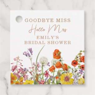 Colourful Wild Flowers Country Floral Goodbye Miss Favour Tags