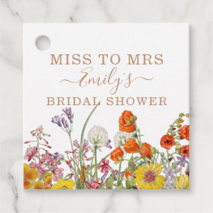 Colourful Wild Flowers Country Floral Miss To Mrs Favour Tags