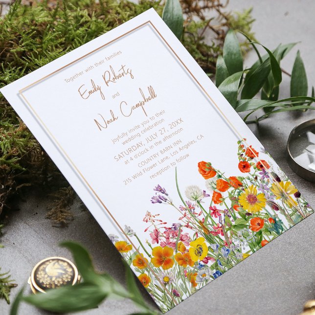 Colourful Wild Flowers Country Floral Wedding Invitation (Creator Uploaded)