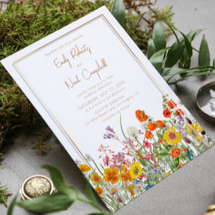 Colourful Wild Flowers Country Floral Wedding Invitation