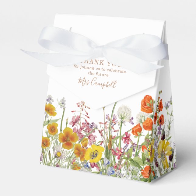 Colourful Wild Flowers Country Future Mrs Floral Favour Box (Front Side)