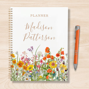 Colourful Wild Flowers Country Personalised Name Planner