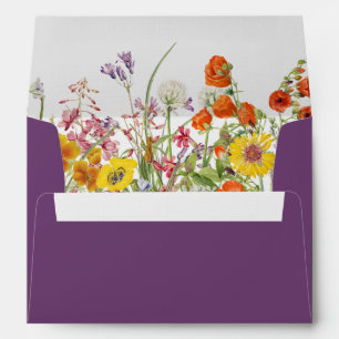 Colourful Wild Flowers Country Wedding Envelope