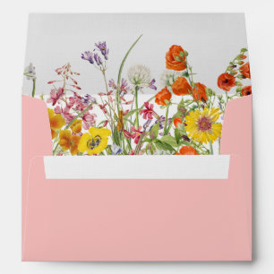Colourful Wild Flowers Country Wedding Envelope