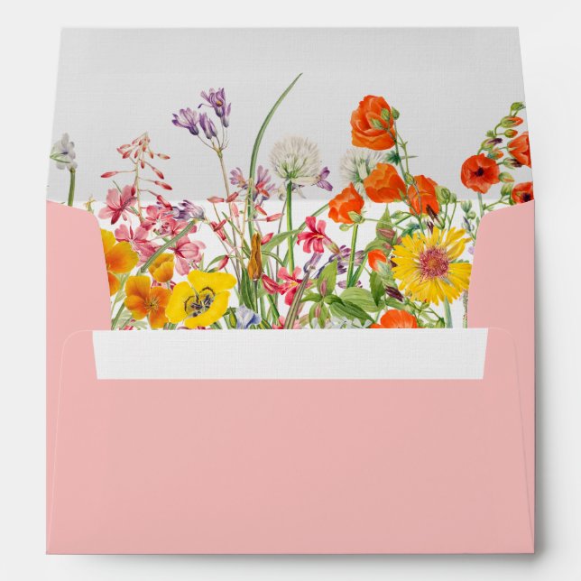 Colourful Wild Flowers Country Wedding Envelope (Back (Bottom))