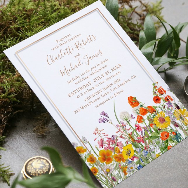 Colourful Wild Flowers Country Wedding Invitation (Creator Uploaded)