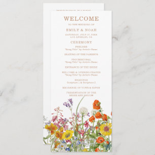 Colourful Wild Flowers Country Wedding  Programme
