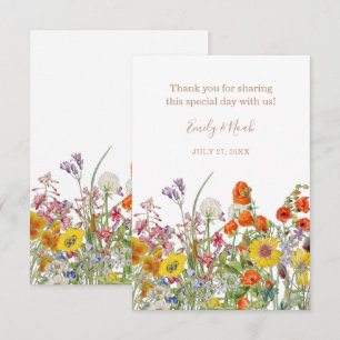 Colourful Wild Flowers Country Wedding Thank You Card