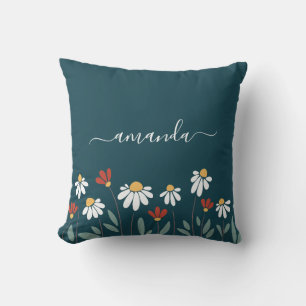 Colourful wild flowers cushion