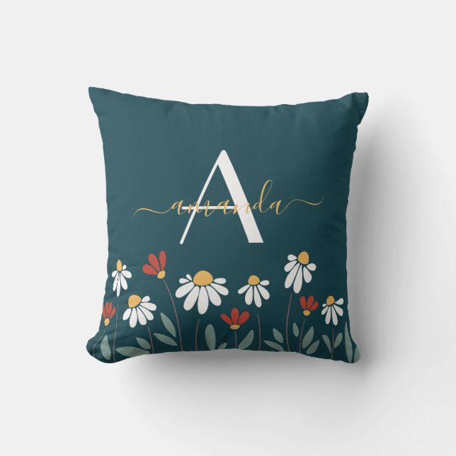 Colourful wild flowers cushion (Front)